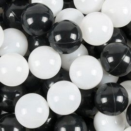 TRENDBOX Ball Pit Balls 100 - Macaron Colors Balls for Ball Pit, Play Tent Baby Playhouse Pool Birthday Party Decoration (F-Black&White)
