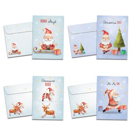 Tree-Free Greetings 16 Pack 5”x7” Holiday Card Assortment with Matching Envelopes,Made in USA,100% Recycled Paper,Yoga Santa (GP60501)