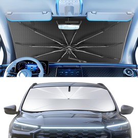 Portable Windshield Sunshade Umbrella Custom Fit for 2013-2018 Ford Escape, 2 in1 Ice Crystal Durable Compact Shade Umbrella UPF50+ UV Front Window Heat Insulation Protection Outdoor Camping