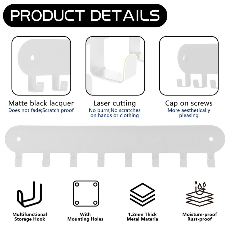 Suzurana 2 Pack Key Holder for Wall,Key Hooks with 8