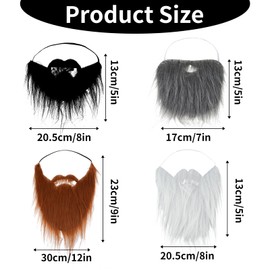 Ouligay Pack of 4 Party Artificial Beard Fake Beards Mustaches Easter Sunday Funny Accessories Moustaches Funny Accessories Fake Costume Whisker for Christmas Party