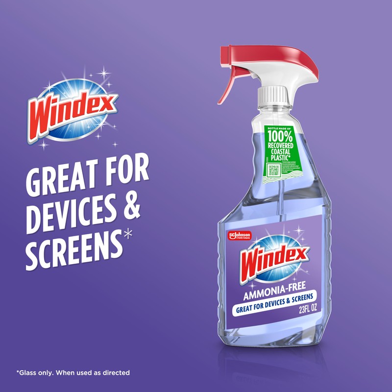 Windex Glass and Window Cleaner Spray Bottle, Ammonia Free, Packaging