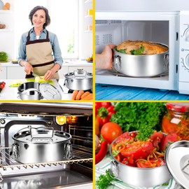 Maxcheck 3 Pack Stainless Steel Flan Pan with Lid Stainless Steel Flan Maker Flanera Flan Pan Flan Maker with Lid for Baking Water Bath Steamed Pudding, Silver (1.5QT, 7.5 x 3 Inch)