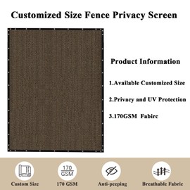 Cisvio Fence Privacy Screen Custom Size 6'X14' with 90% Blockage Durable 170 GSM Mesh Cover Shade Net for Patio, Porch, Backyard, Balcony, and Pool Deck Brown