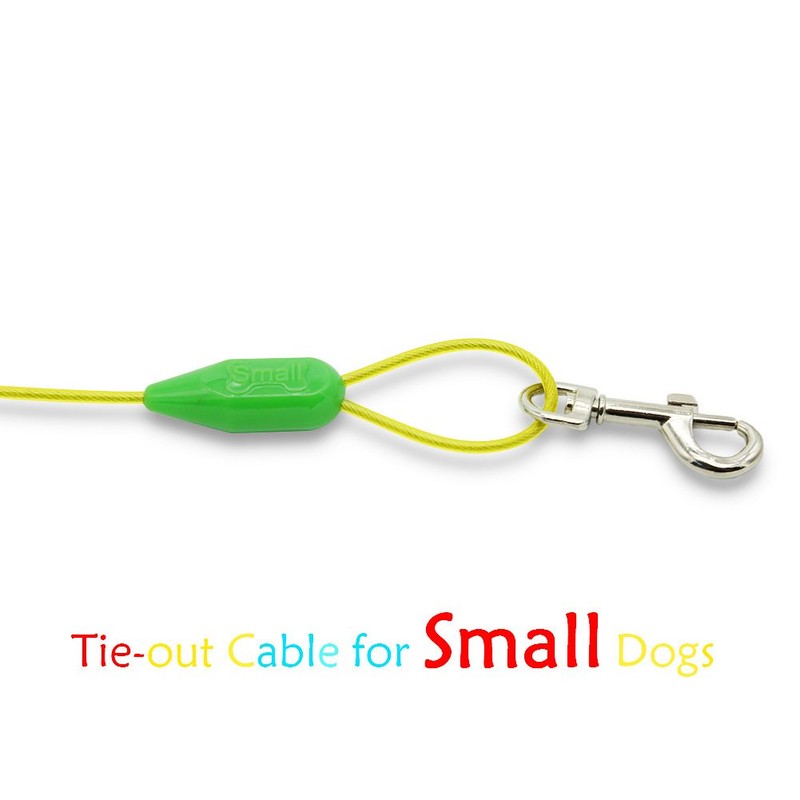 Petest 25ft Tie-Out Cable with Crimp Cover for Small Dogs