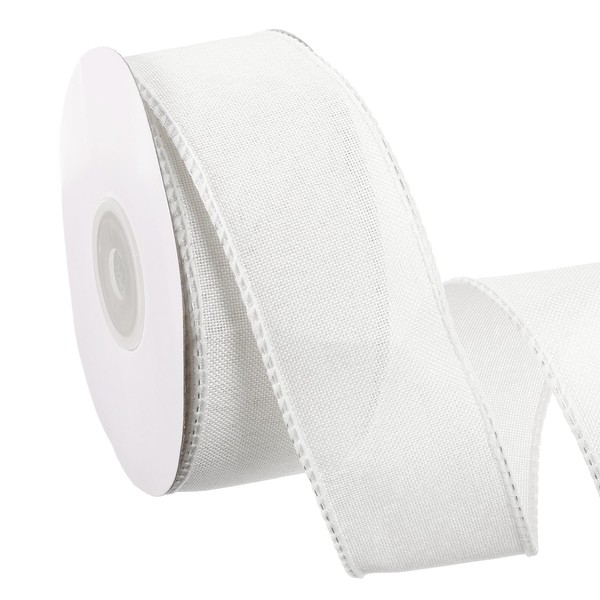 uxcell Burlap Wired Ribbon 1-1/2 Inch x 10 Yard, Wired