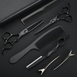 univinlions Hairdressing Scissors Set 6 Inch Hair Cutting Scissors Professional Hair Cutting Tool for Men Women Children in Salon Hairdresser Home (Black)
