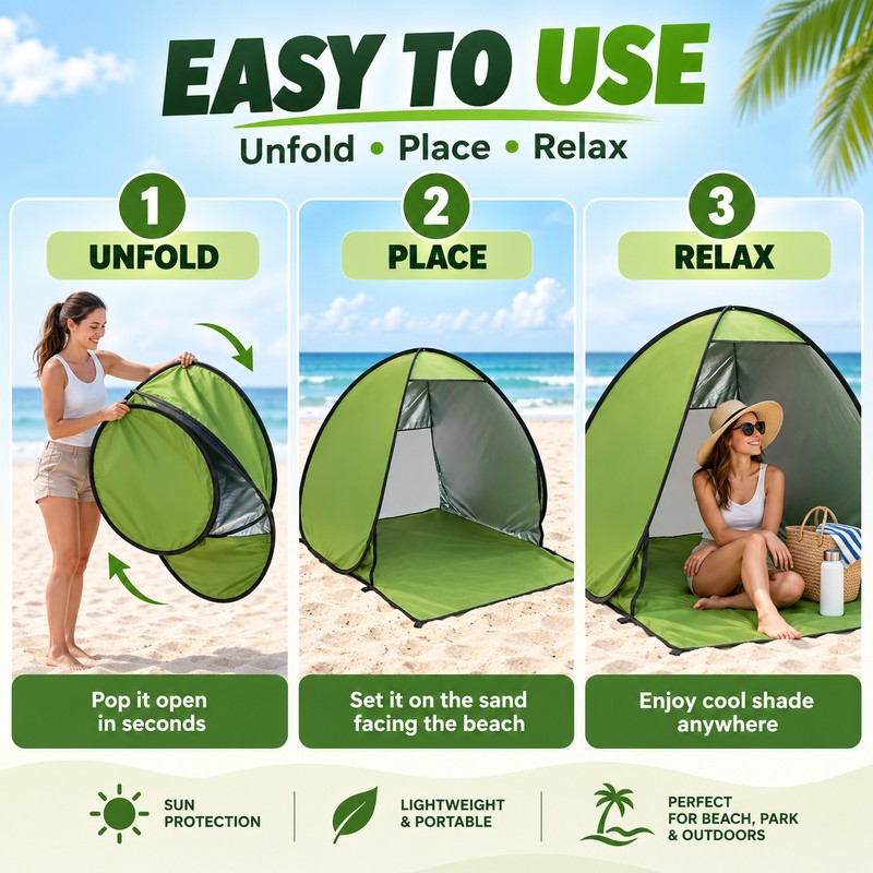 Pop-Up Beach Tent for Camping & Sun Shade – Quick-Opening