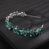 Teyglen Crystal Wedding Hair Crown Bridal Green Rhinestone Tiara Headband