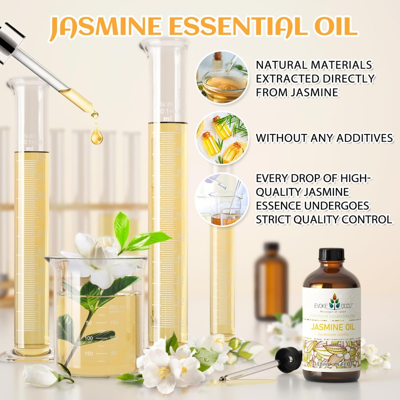 EVOKE OCCU Jasmine Essential Oil for Cleaning, Air Freshening, Relaxing,
