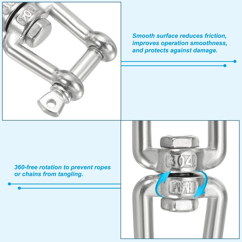 PATIKIL Double End Swivel M8 Working Load 475kg/1047lbs 304 Stainless