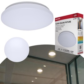 Satco 62-1850 11" LED Cloud Flush Mount, 12.5W, 5CCT (2700K-5000K), Dimmable, 120V, 1100-1180 Lumens, Round, White Finish, Damp Rated, Title 24 Compliant