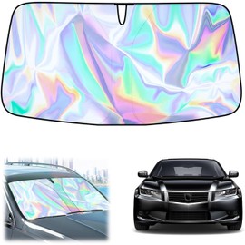 Car Windscreen Sun Shade, 145x80cm Reflective & Foldable Windshield Sun Cover, Front Windshield Sunshade, Foldable Car Sunshade, UV Dust Protector, Keep Your Vehicle Cool
