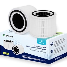 Air Purifier Filter Replacement for Home Core Purifiers -High Efficiency 3-in-1 H13 True HEPA Filter, White, 2Pack (Levoit Core 300 Compatible) (White)