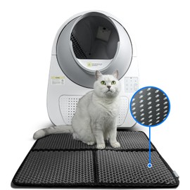 CATLINK Cat Litter Mat Double Layer for Automatic Cat Litter Box, Easy to Clean Kitty Litter Mats for Floor, Scatter Control, Black