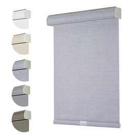 Persilux Free-Stop Cordless 100% Blackout Shades for Window Roller Shades with Texture Fabric UV Protection Thermal Insulated Roller Blinds for Window Treatment for Home (22" W x 48" H, Bluish Grey)