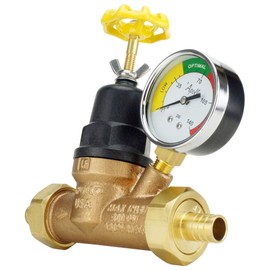 Apollo Valves ApolloPEX 3/4" Bronze Double Union PEX Water Pressure Regulator w/Gauge (APXPRV34WG)