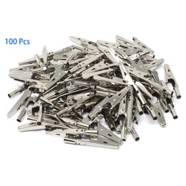 iexcell 100 Pcs 2 Inches / 51 mm Steel Alligator Clips Crocodile Clamps, Silver Tone Nickel Plated, Come in a Plastic Case