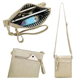 Solene Women's Faux Leather Organizer Multi Zipper Pockets Handbag With Detachable Wristlet Crossbody Bag-WU002(Brick)