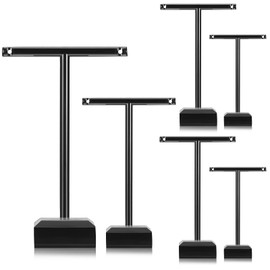 Jetec Acrylic Earring Holder Tree Stand Earring Holder Table Top Earring Display T-Bar Earring Display Stand Holder Hanging Jewellery Stand for Necklaces Bracelet Earrings (Black, 6 Pieces)