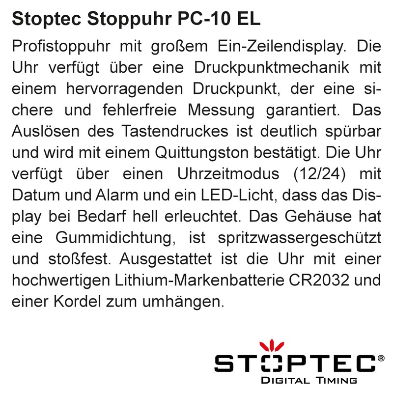 Stoptec Stopwatch PC-10 EL | Digital | Single Line Display