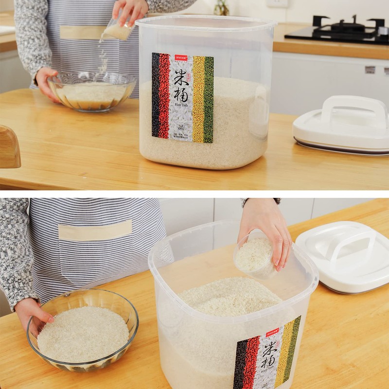 LivLab Rice Container 25 lbs,10.5 Qt/10 L/25 lbs Rice Dispenser
