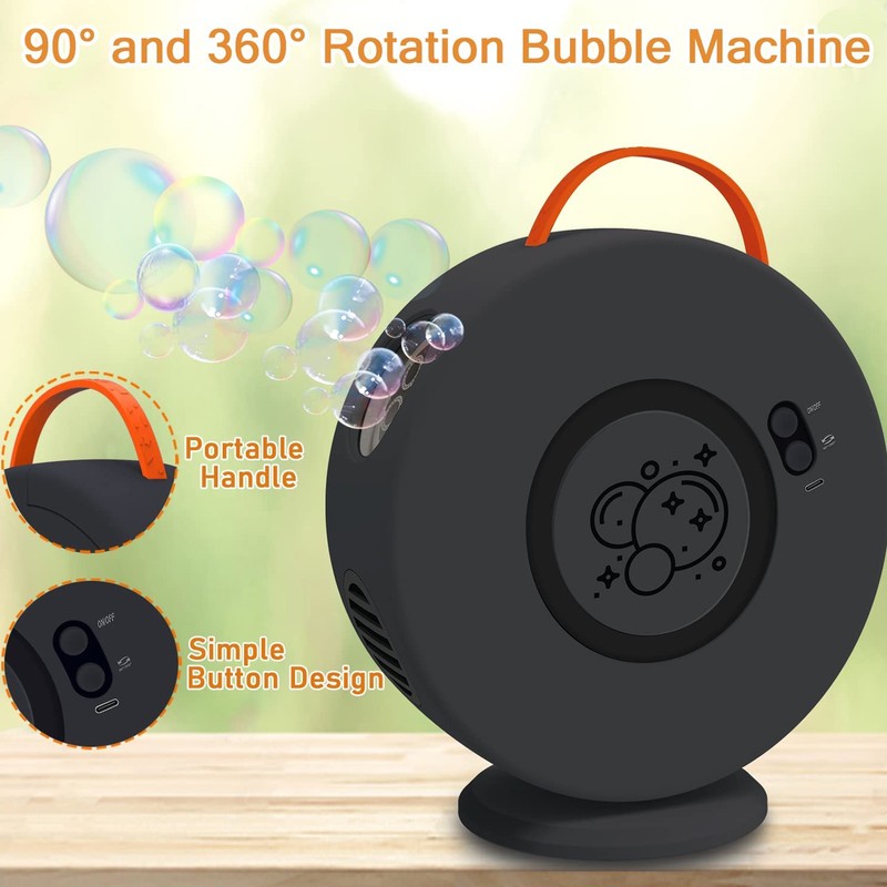 Automatic Rotation Bubble Machine USB Rechargeable Automatic Bubble Blower for