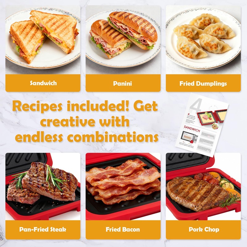 2026 Microwave Sandwich Maker, Microwave Toaster with Adjustable Silicone Strap,