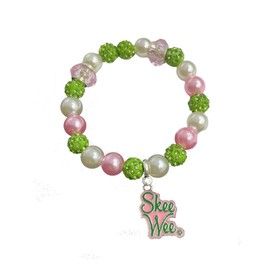 Stocking Stuffers Holiday Outfits for Women 2024 Aka Bracelet Sorority for Women Also Known As Bracelet Pearl Beaded Bracelet Adjustable Stretch Bracelets Green Pink Bead Bracelets Galentines Gifts for Teen Girls B
