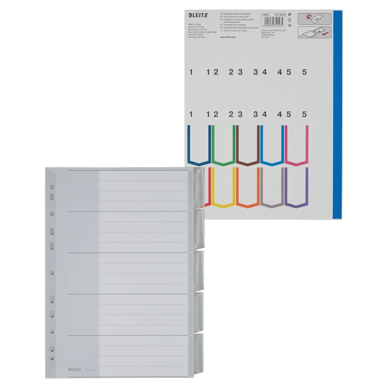 Leitz Plastic Index Blank A4 Polypropylene 5 Sheets Grey