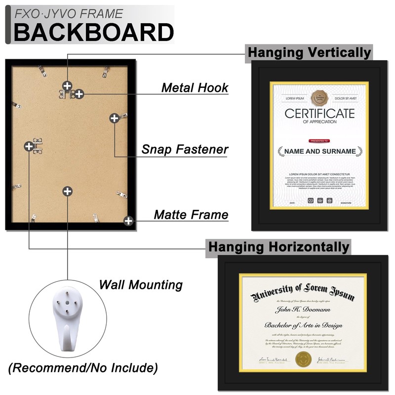 Fxojyvo Black 11x14 Diploma Frame, Display Document 8.5 x 11