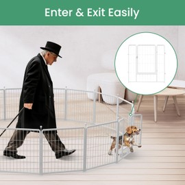 HealSmart Dog Playpen Indoor, Puppy Playpen Indoor Outdoor for Yard, Camping, RV, 24" Height 8 Panels Heavy Duty Dog Pen for Puppies/Small Dogs, White