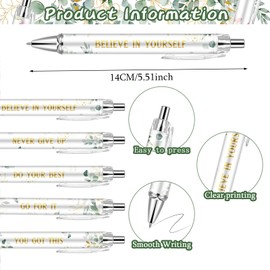 10PCS Inspirational Ballpoint Pen Green Eucalyptus Leaves Ballpoint Pen Employee Appreciation Gift Bulk Motivational Pens Black Ink Pens Set for School Teacher Office Employee Party Favors