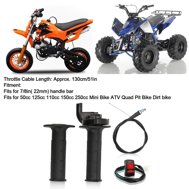 7/8in Twist Throttle Grip with Cable Kill On Off Switch