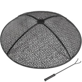 REDCAMP 36Inch Fire Pit Spark Screen, Collapsible Fire Pit Screen Round with Handle, Heavy Duty Iron Fire Pit Cover Mesh Round Replacement Firepit Screens Easy Opening for Outdoor Patio Backyard