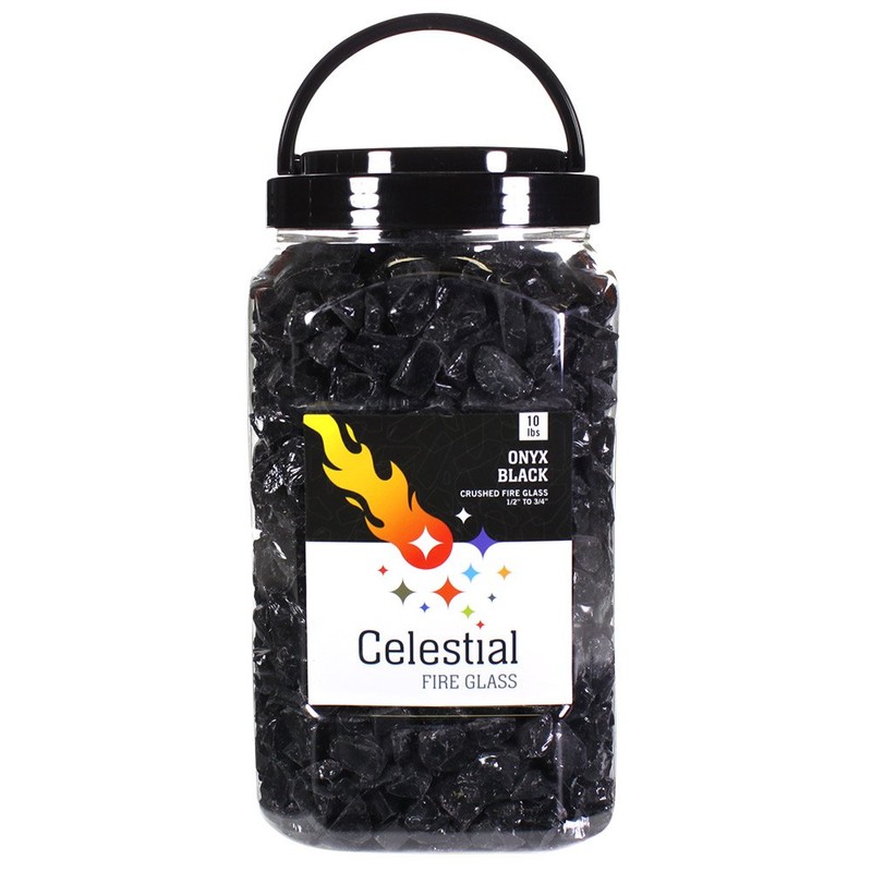 Celestial Fire Glass - Crushed, Onyx Black (1/2" to 3/4")