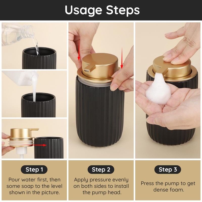 Segbeauty Soap Dispenser Foam, 320 ml Soap Dispenser Kitchen, Ceramic