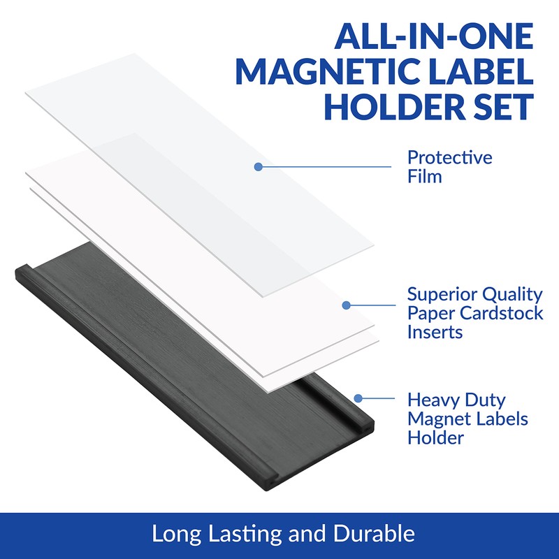 50 Pack "C" Channel Magnetic Label Holders 1x3 with 100