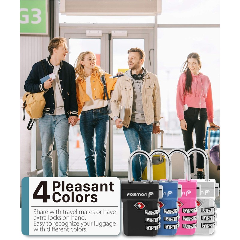Fosmon TSA Approved Luggage Locks, Suitcase Travel Lock with Push