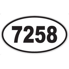 Number 7258 Oval Sticker