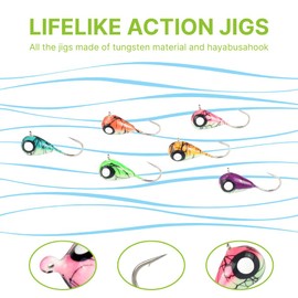 MUUNN 5pcs Tungsten Ice Fishing Jigs, Upgrade More Effective Crazy Ice Fishing Lures for Winter Crappie Walleye Panfish Jigs Heads for Ice Fishing (6colors,3.2mm)