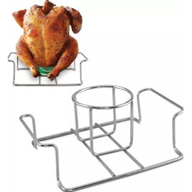 Koohere Chicken Turkey Roaster For BBQ BEER CAN Grill Oven Rack Stand Holder Tray NEW