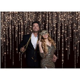 CHAIYA 7x5ft Glitter Rose Gold and Black Backdrop Birthday Backdrop Women Bridal Shower Kids Portraits Backdrop Baby Shower Party Decorations Banner New Year Party Backdrop