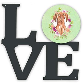 Caroline's Treasures Vizsla Green Flowers Metal Artwork Love Wall-Decor, Multicolor