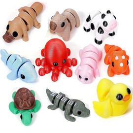 TUBAWD 10 Pcs 3D Printed Animals, 3D Printed Fidget Toy, Movable Joint 3D Printed Toys Different Animal Shapes for Home and Office Decoration Photographic Prop