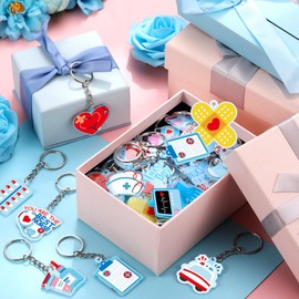 Henoyso 100 Pcs Nurse Keychain Bulk Nurses Appreciation Gifts Nursing Week Accessories 2025 CNA Week Thank You Gifts for Women Medical Assistant Graduation Coworkers Party Favors Supplies