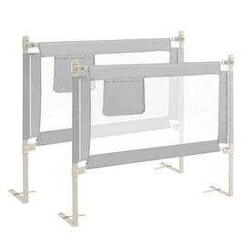 HONEY JOY Bed Rail for Toddlers, 47-Inch Extra Long, Portable Safety Bed Guard Rail w/Side Pocket, Toddler Bed Rails for Crib, King Queen Full Twin Size Bed Mattress (Gray, 2 Pack)