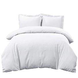 Royal Hotel's Solid White 300-Thread-Count 3pc Queen Duvet-Cover 100-Percent Cotton, Superior Percale Weave, 100% Cotton