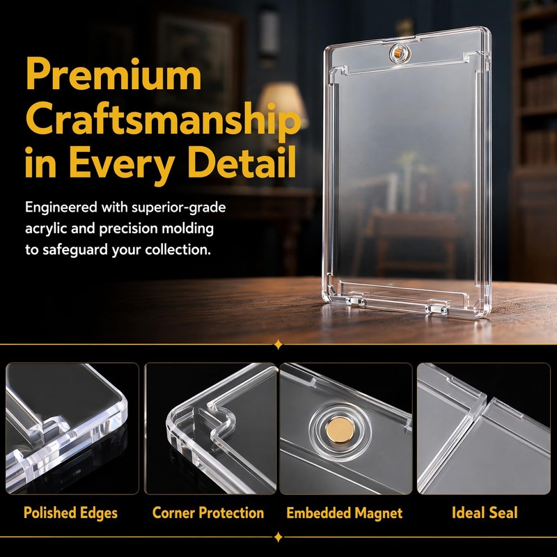 16Pcs 35PT Magnetic Card Holder, Clear Acrylic Trading Card Protector