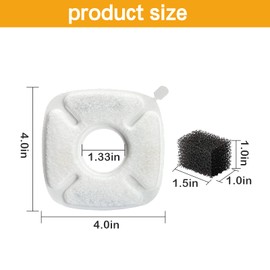 32 Pcs Cat Water Fountain Replacement Filters 16 Pack Water Fountain Filters 16 Pack Pre-Filter Sponges,Pet Fountain Filter Fit for 95oz/2.8L Automatic Pet Fountain Cat Water Fountain